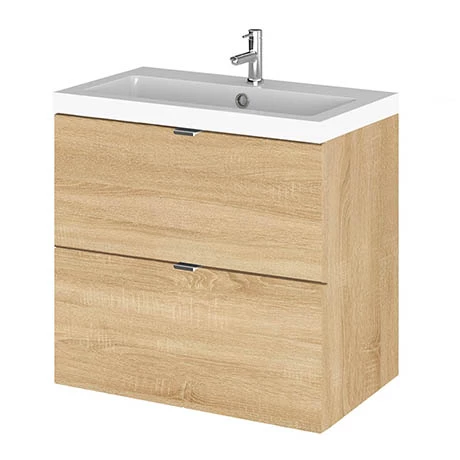 Hudson Reed 600mm Natural Oak Full Depth Wall Hung 2-Drawer Unit & Basin 3 Hudson Reed 600mm Natural Oak Full Depth Wall Hung 2-Drawer Unit & Basin