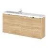 Hudson Reed 1200mm Natural Oak Wall Hung Compact Combination Unit (600 Vanity x 2) -Wall Hung Vanity Units Shop CBI335 P