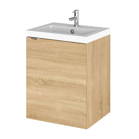 Hudson Reed Fusion 400mm Natural Oak Full Depth Wall Hung Unit & Basin 3 Hudson Reed Fusion 400mm Natural Oak Full Depth Wall Hung Unit & Basin