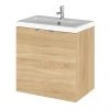 Hudson Reed Fusion 500mm Natural Oak Full Depth Wall Hung 2-Door Unit & Basin -Wall Hung Vanity Units Shop CBI340 P