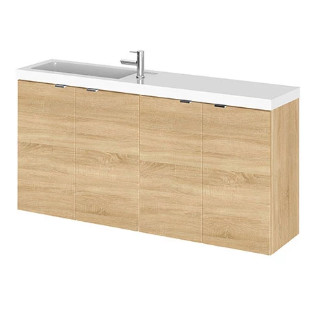 Hudson Reed Fusion 1000mm Natural Oak Compact Wall Hung Unit & Basin 3 Hudson Reed Fusion 1000mm Natural Oak Compact Wall Hung Unit & Basin