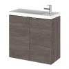 Hudson Reed 600mm Grey Avola Wall Hung Compact Unit & Basin -Wall Hung Vanity Units Shop CBI529 P