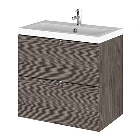 Hudson Reed 600mm Grey Avola Full Depth Wall Hung 2-Drawer Unit & Basin 3 Hudson Reed 600mm Grey Avola Full Depth Wall Hung 2-Drawer Unit & Basin