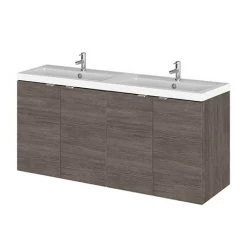 Hudson Reed 1200mm Grey Avola Full Depth Wall Hung Unit & Double Basin