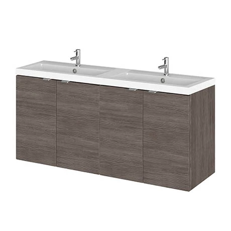 Hudson Reed 1200mm Grey Avola Full Depth Wall Hung Unit & Double Basin 3 Hudson Reed 1200mm Grey Avola Full Depth Wall Hung Unit & Double Basin