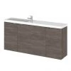 Hudson Reed 1200mm Grey Avola Wall Hung Compact Combination Unit (600 Vanity x 2)