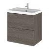 Hudson Reed Fusion 500mm Grey Avola Full Depth Wall Hung 2-Drawer Unit & Basin -Wall Hung Vanity Units Shop CBI541 P