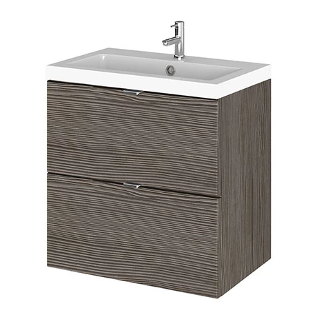 Hudson Reed Fusion 500mm Grey Avola Full Depth Wall Hung 2-Drawer Unit & Basin 3 Hudson Reed Fusion 500mm Grey Avola Full Depth Wall Hung 2-Drawer Unit & Basin