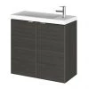 Hudson Reed 600mm Hacienda Black Wall Hung Compact Unit & Basin -Wall Hung Vanity Units Shop CBI629 P