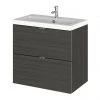 Hudson Reed 600mm Hacienda Black Full Depth Wall Hung 2-Drawer Unit & Basin -Wall Hung Vanity Units Shop CBI630 P