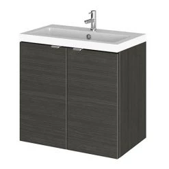 Hudson Reed 600mm Hacienda Black Full Depth Wall Hung 2-Door Unit & Basin