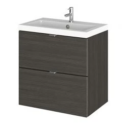 Hudson Reed Fusion 500mm Hacienda Black Full Depth Wall Hung 2-Drawer Unit & Basin