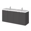 Hudson Reed 1200mm Gloss Grey Wall Hung Combination Unit & Double Basin (600 Vanity x 2) 2 Hudson Reed 1200mm Gloss Grey Wall Hung Combination Unit & Double Basin (600 Vanity x 2) -Wall Hung Vanity Units Shop CBI933 P