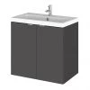 Hudson Reed 600mm Gloss Grey Full Depth Wall Hung 2-Door Unit & Basin -Wall Hung Vanity Units Shop CBI936 P