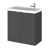 Hudson Reed 500mm Gloss Grey Wall Hung Compact Unit & Basin -Wall Hung Vanity Units Shop CBI938 P