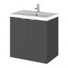 Hudson Reed Fusion 500mm Gloss Grey Full Depth Wall Hung 2-Door Unit & Basin -Wall Hung Vanity Units Shop CBI940 P