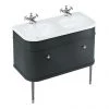 Burlington Chalfont 1000mm Matt Black Single Drawer Double Basin Unit with Chrome Handles 2 Burlington Chalfont 1000mm Matt Black Single Drawer Double Basin Unit with Chrome Handles -Wall Hung Vanity Units Shop CH100BCG P