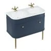 Burlington Chalfont 1000mm Blue Single Drawer Double Basin Unit with Gold Handles 1 Burlington Chalfont 1000mm Blue Single Drawer Double Basin Unit with Gold Handles -Wall Hung Vanity Units Shop CH100BGC P