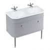 Burlington Chalfont 1000mm Classic Grey Single Drawer Double Basin Unit with Chrome Handles -Wall Hung Vanity Units Shop CH100GCC P