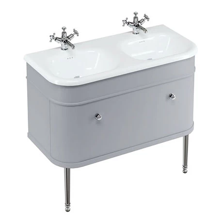 Burlington Chalfont 1000mm Classic Grey Single Drawer Double Basin Unit with Chrome Handles 3 Burlington Chalfont 1000mm Classic Grey Single Drawer Double Basin Unit with Chrome Handles