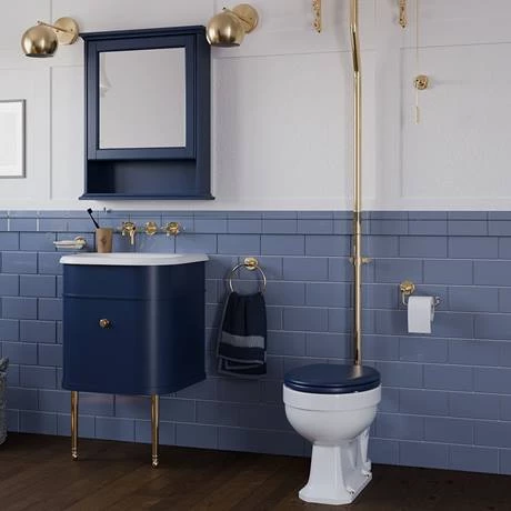 Burlington Chalfont 550mm Blue Single Drawer Vanity Unit with Gold Handle 5 Burlington Chalfont 550mm Blue Single Drawer Vanity Unit with Gold Handle - Image 3