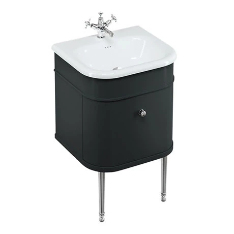Burlington Chalfont 550mm Matt Black Single Drawer Vanity Unit with Chrome Handle 3 Burlington Chalfont 550mm Matt Black Single Drawer Vanity Unit with Chrome Handle