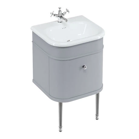 Burlington Chalfont 550mm Classic Grey Single Drawer Vanity Unit with Chrome Handle 3 Burlington Chalfont 550mm Classic Grey Single Drawer Vanity Unit with Chrome Handle