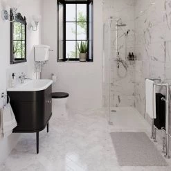 Burlington Chalfont 650mm Matt Black Single Drawer Vanity Unit with Chrome Handle -Wall Hung Vanity Units Shop CH65CC D1 460