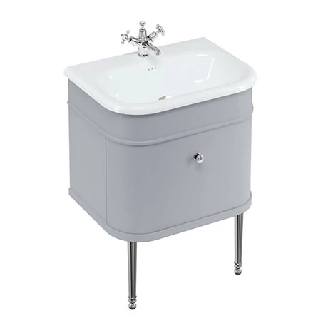 Burlington Chalfont 650mm Classic Grey Single Drawer Vanity Unit with Chrome Handle 3 Burlington Chalfont 650mm Classic Grey Single Drawer Vanity Unit with Chrome Handle