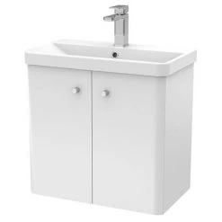 Cruze 600mm Curved Gloss White Wall Hung Vanity Unit -Wall Hung Vanity Units Shop CRZ6WHVW d5 460