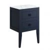 Crosswater Canvass Deep Indigo Blue 485mm Double Drawer Unit with Carrara Marble Effect Worktop -Wall Hung Vanity Units Shop CV485WLIB P