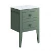 Crosswater Canvass Sage Green 485mm Double Drawer Unit with Carrara Marble Effect Worktop -Wall Hung Vanity Units Shop CV485WLSGR P1