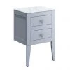 Crosswater Canvass Storm Grey Matt 485mm Double Drawer Unit with Carrara Marble Effect Worktop -Wall Hung Vanity Units Shop CV485WLSG P
