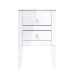 Crosswater Canvass White Gloss 485mm Double Drawer Unit with Carrara Marble Effect Worktop -Wall Hung Vanity Units Shop CV485WLWG D2 460