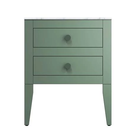 Crosswater Canvass Sage Green 600mm Double Drawer Unit with Carrara Marble Effect Worktop 5 Crosswater Canvass Sage Green 600mm Double Drawer Unit with Carrara Marble Effect Worktop - Image 3