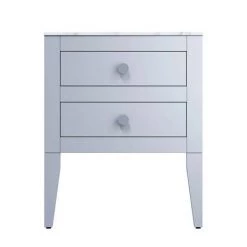Crosswater Canvass Storm Grey Matt 600mm Double Drawer Unit with Carrara Marble Effect Worktop -Wall Hung Vanity Units Shop CV600WLSG D1 460