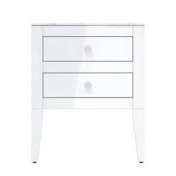 Crosswater Canvass White Gloss 600mm Double Drawer Unit with Carrara Marble Effect Worktop -Wall Hung Vanity Units Shop CV600WLWG D2 460