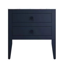 Crosswater Canvass Deep Indigo Blue 700mm Double Drawer Unit with Carrara Marble Effect Worktop -Wall Hung Vanity Units Shop CV700WLIB D2 460