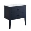 Crosswater Canvass Deep Indigo Blue 700mm Double Drawer Unit with Carrara Marble Effect Worktop -Wall Hung Vanity Units Shop CV700WLIB P