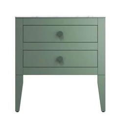Crosswater Canvass Sage Green 700mm Double Drawer Unit with Carrara Marble Effect Worktop -Wall Hung Vanity Units Shop CV700WLSGR D2 460