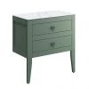 Crosswater Canvass Sage Green 700mm Double Drawer Unit with Carrara Marble Effect Worktop -Wall Hung Vanity Units Shop CV700WLSGR P