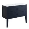Crosswater Canvass Deep Indigo Blue 900mm Double Drawer Unit with Carrara Marble Effect Worktop -Wall Hung Vanity Units Shop CV900WLIB P
