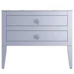 Crosswater Canvass Storm Grey Matt 900mm Double Drawer Unit with Carrara Marble Effect Worktop -Wall Hung Vanity Units Shop CV900WLSG D2 460