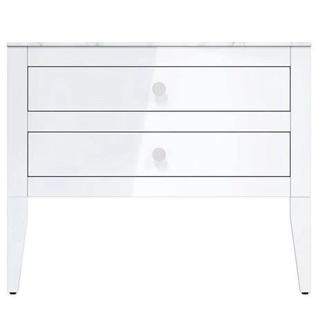 Crosswater Canvass White Gloss 900mm Double Drawer Unit with Carrara Marble Effect Worktop 5 Crosswater Canvass White Gloss 900mm Double Drawer Unit with Carrara Marble Effect Worktop - Image 3