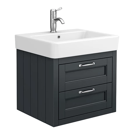 Chatsworth Traditional Graphite 560mm 2 Drawer Wall Hung Vanity 3 Chatsworth Traditional Graphite 560mm 2 Drawer Wall Hung Vanity