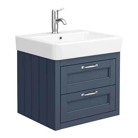 Chatsworth Traditional Blue 560mm 2 Drawer Wall Hung Vanity 3 Chatsworth Traditional Blue 560mm 2 Drawer Wall Hung Vanity