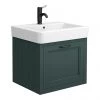 Chatsworth Traditional Green Wall Hung Vanity - 560mm Wide with Matt Black Handle -Wall Hung Vanity Units Shop CWH560GRNMB p