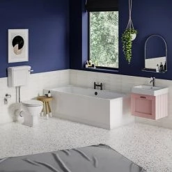 Chatsworth Traditional Dusky Pink Wall Hung Vanity - 560mm Wide with Matt Black Handle 9 Chatsworth Traditional Dusky Pink Wall Hung Vanity - 560mm Wide with Matt Black Handle -Wall Hung Vanity Units Shop CWH56DPKMB detail02a 460