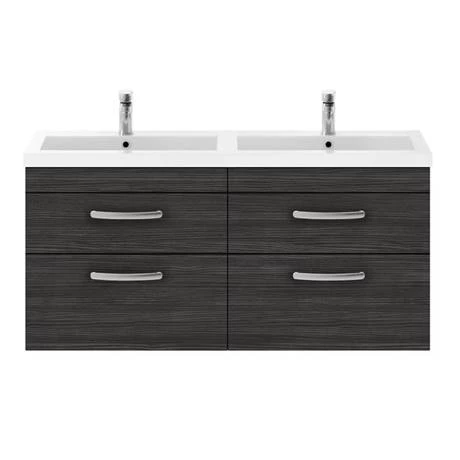 Brooklyn 1205mm Black Wall Hung Double Basin Vanity Unit 4 Brooklyn 1205mm Black Wall Hung Double Basin Vanity Unit - Image 2