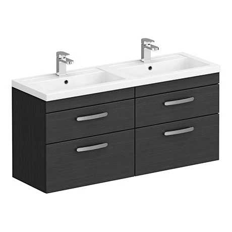 Brooklyn 1205mm Black Wall Hung Double Basin Vanity Unit 3 Brooklyn 1205mm Black Wall Hung Double Basin Vanity Unit